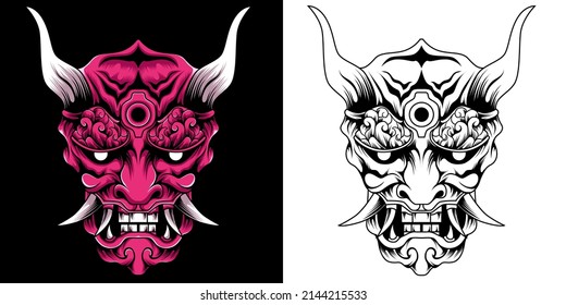 Oni mask japan vector illustration