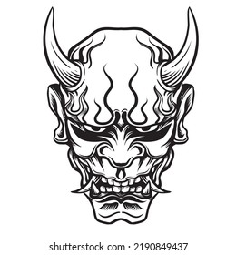 Oni mask japan vector illustration,shirt design or poster
