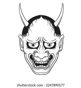 Oni mask japan vector illustration,shirt design or poster
