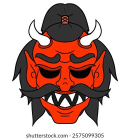 Oni mask Japanese illustration hand drawn isolated vector