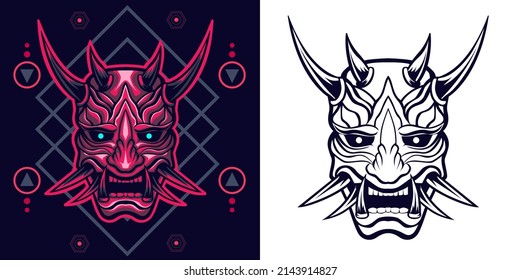 oni mask japanese mask sacred geometry