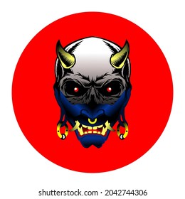 Oni Mask Logo design inspiration,design element for logo,poster,card,benner,emblem,t shirt,vector illustration