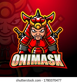 Oni mask mascot esport logo design