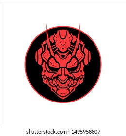 Oni Mask Mascot Logo Design, Demon E Sport Logo Design. Evil Logo