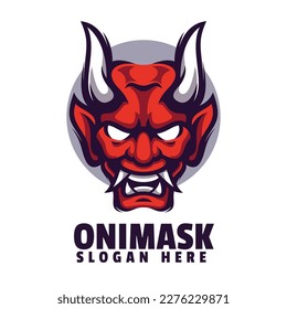 Oni Mask Mascot Logo Design Vector