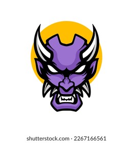Oni mask purple mascot design
