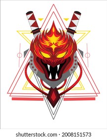 ONI MASK RED RETRO PUNK. ARTWORK DESIGN