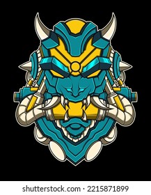 Oni Mask Robot Vector Illustration