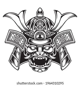 oni mask samurai vector art.