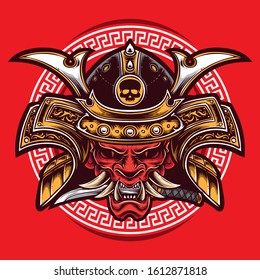 oni mask samurai vector logo