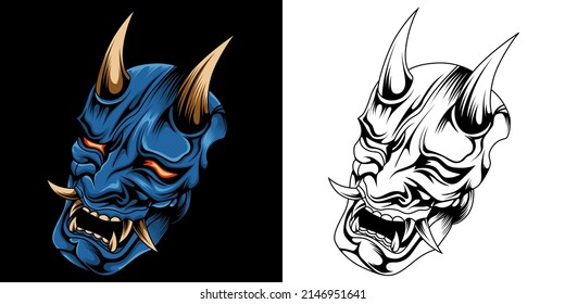 oni mask side view vector illustration