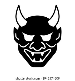 Oni mask silhouette icon. Clipart image isolated on white background.