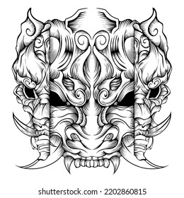 Oni Mask Tattoo Vector Design Illustration Stock Vector (Royalty Free ...