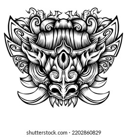 Oni Mask Tattoo Vector Design Illustration Stock Vector (Royalty Free ...