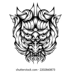 Oni Mask Tattoo Vector Design Illustration Stock Vector (Royalty Free ...