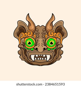 Oni Mask Vector Art Illustration on Isolated Background. Japanese Demon Vector illustration.