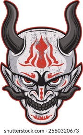 Oni Mask Vector Design Ilustration