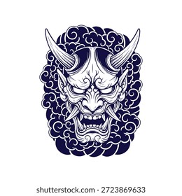 Oni Mask Vector Illustration - Design für T-Shirt Siebdruck