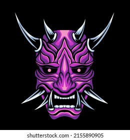 Oni mask vector illustration in detailed style