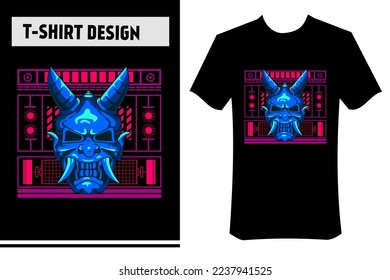 oni mask vector illustration, japanese style, flat, streetwear. Perfect for designing apparel, t-shirts, merchandise, posters, stickers, cards, banners