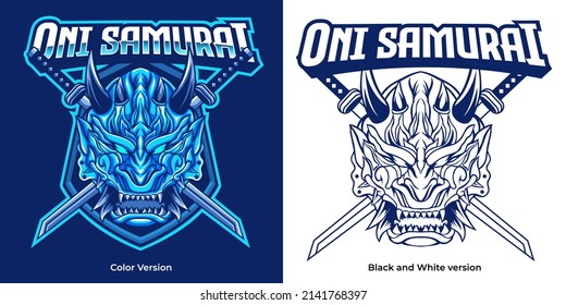 oni samurai esport logo mascot design