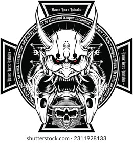Oni skull mascot logo vector illustration