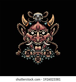 oni tattoo illustration vector design