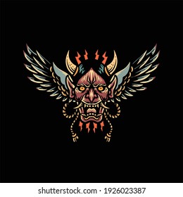 oni tattoo illustration vector design