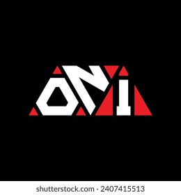 ONI triangle letter logo design with triangle shape. ONI triangle logo design monogram. ONI triangle vector logo template with red color. ONI triangular logo Simple, Elegant, and Luxurious design.