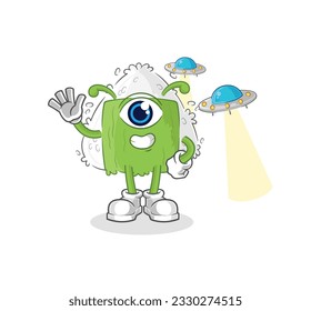 the onigiri alien cartoon mascot vector