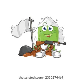 the onigiri army character. cartoon mascot vector