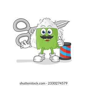 the onigiri barber cartoon. cartoon mascot vector