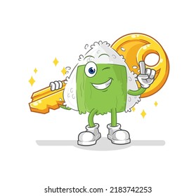 the onigiri carry the key mascot. cartoon vector