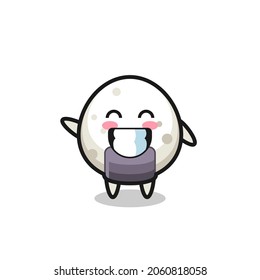 onigiri cartoon character doing wave hand gesture , cute style design for t shirt, sticker, logo element