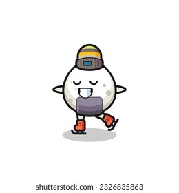 onigiri cartoon as an ice skating player doing perform , cute style design for t shirt, sticker, logo element