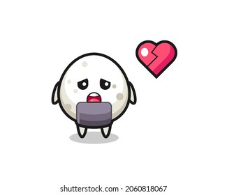 onigiri cartoon illustration is broken heart , cute style design for t shirt, sticker, logo element