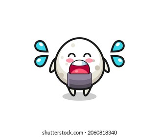 onigiri cartoon illustration with crying gesture , cute style design for t shirt, sticker, logo element