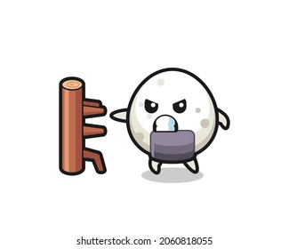 onigiri cartoon illustration as a karate fighter , cute style design for t shirt, sticker, logo element