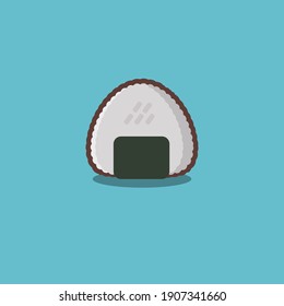 Diseño de carácter onigiri. Diseño vectorial de Onigiri, diseño lindo, comida JApanesa.