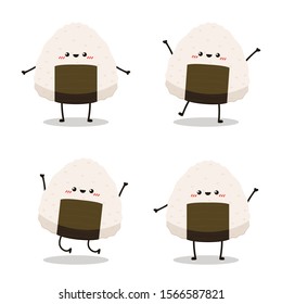 Onigiri character. Onigiri on white background. Onigiri logo design. Japan rice ball.