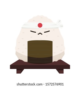Onigiri character. Onigiri on white background. Onigiri logo design. Japan rice ball.