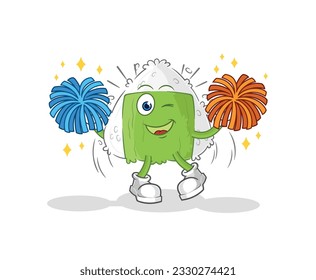 the onigiri cheerleader cartoon. cartoon mascot vector