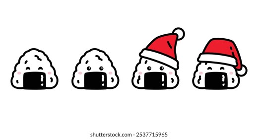 onigiri christmas santa claus hat japanese food sushi cartoon