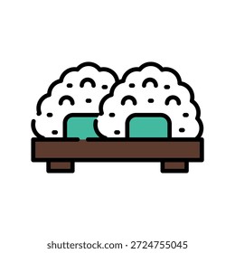 Icono de línea de color onigiri. Elemento aislado de Vector. Trazo editable.