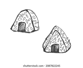 Onigiri doodle illustration. Japanese food. Sushi vector.