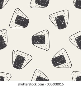 Onigiri doodle seamless pattern background
