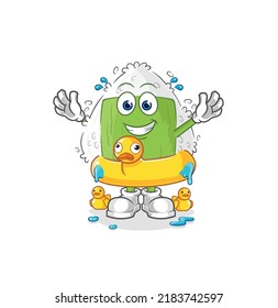 the onigiri with duck buoy cartoon. cartoon mascot vector