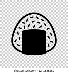 Onigiri icon, japanese food. Black symbol on transparent background