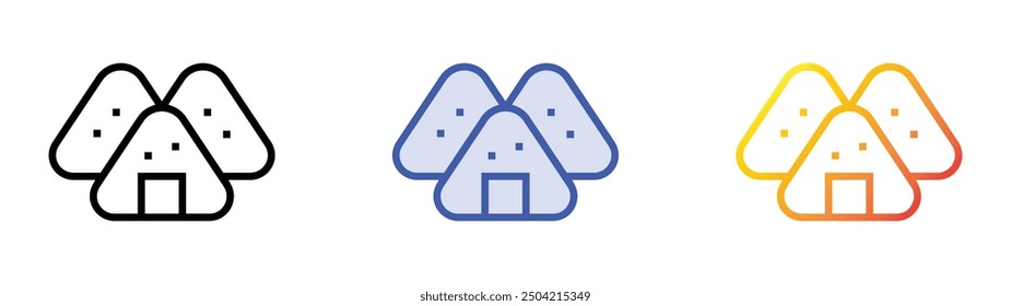 onigiri icon. Linear, Blue Fill and Gradient Style Design Isolated On White Background