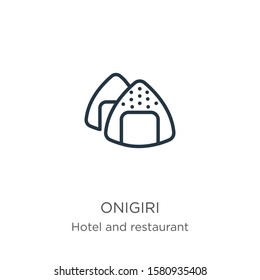 Onigiri icon. Thin linear onigiri outline icon isolated on white background from hotel and restaurant collection. Line vector sign, symbol for web and mobile